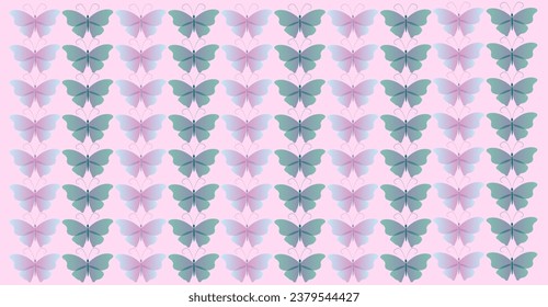 Aesthetic Butterfly pattern pink and green colours