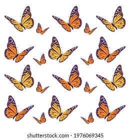 Aesthetic butterfly with retro color. Butterfly pattern for any needs such as wallpaper, kids clothing, fabric, and book cover. Beauty butterfly vector illustration ready for printing.