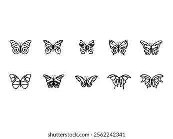 Aesthetic Butterfly Silhouette Element Set