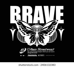  Aesthetic butterfly streetwear apparel t shirt design, vector graphic, typographic poster or tshirts street wear and Urban style