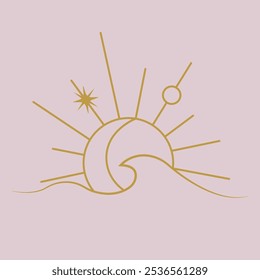 Aesthetic Celelstial Sun Mystic Art Deco