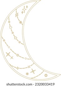 Aesthetic Celestial Boho Crescent Moon Line Art