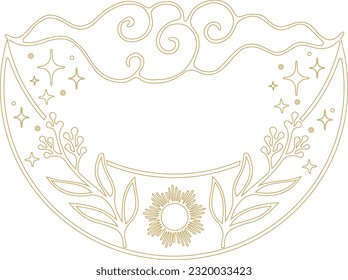 Arte estético Celestial Boho Crescent Moon Line
