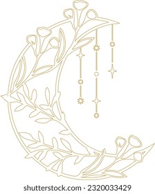 Arte estético Celestial Boho Crescent Moon Line