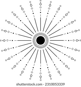 Aesthetic Celestial Sun Line Art