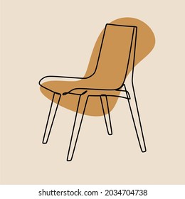Aesthetic chair oneline continuous line art premium vector