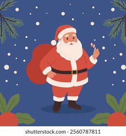 aesthetic christmas greeting santa claus poster illustration.