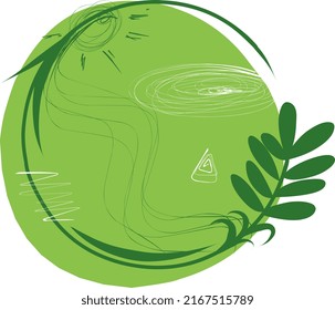 Aesthetic circle borders with leaf, aesthetic background leaf, background vector, leaf background, vector aesthetic