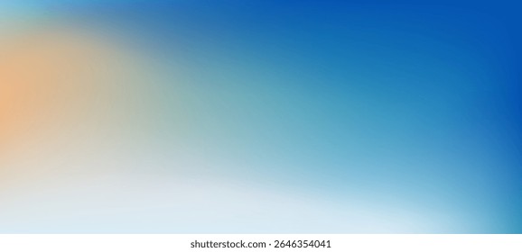 Céu azul claro estético com abstrato aura cirrus nuvens. Cor bege pêssego claro e cor azul vetor banner. Padrão de gradiente do céu pastel. Fundo de gradiente colorido desfocado. Vetor horizontal suave bg