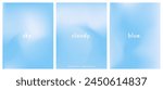 Aesthetic clear blue sky set. Summer season blue pastel colored vertical vector banner. Blurred sky gradient background. Simple soft light backdrop. Gradient template design for poster, social post