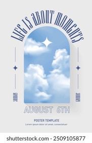 Aesthetic cloud poster design template with typography