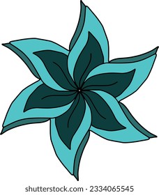 aesthetic colored flower icon, full color and line art