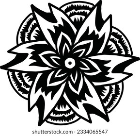 aesthetic colored flower icon, full color and line art