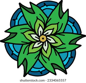 aesthetic colored flower icon, full color and line art