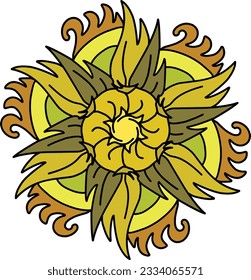 icono de flor estética, color completo y arte de línea