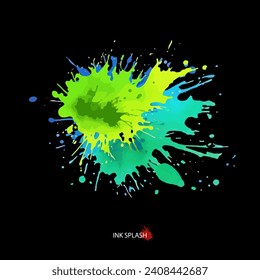 Aesthetic colored ink splash background, bright green theme