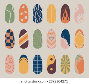 Aesthetic colorful nail designs illustration