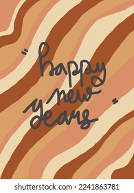 Aesthetic Colorful wave striped with happy new year’s lettering on it vector, illustrations for background, template, wall decor, art print etc