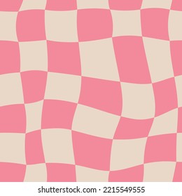 Aesthetic Contemporary printable retro groovy flowers seamless pattern. Decorative Hippie Naive 60's, 70's style Vintage boho background in minimalist style for fabric, wallpaper or wrapping