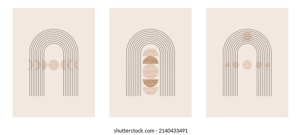 Aesthetic Contemporary printable seamless pattern with abstract Minimal elegant line brush stroke shapes and line in nude colors. Pastel boho background in minimalist mid century style vector Illustra