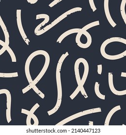 Aesthetic Contemporary printable seamless pattern with abstract Minimal elegant line brush stroke shapes and line in nude colors. Pastel boho background in minimalist mid century style vector