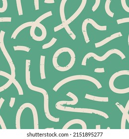 Aesthetic Contemporary printable seamless pattern with abstract Minimal elegant line brush stroke shapes and line in nude colors. Pastel boho background in minimalist mid century style vector