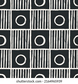 Aesthetic Contemporary printable seamless pattern with abstract Minimal elegant line brush stroke shapes and line in nude colors. Pastel boho background in minimalist mid century style 