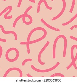 Patrón estético contemporáneo imprimible sin fisuras con formas abstractas de pincel de línea minimalista elegante y línea en colores desnudos. Fondo de boho pastel en la pared vectorial de estilo minimalista de mediados del siglo