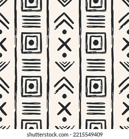 Patrón estético contemporáneo imprimible sin fisuras con formas abstractas de pincel de línea minimalista elegante y línea en colores desnudos. Fondo de boho pastel en la pared vectorial de estilo minimalista de mediados del siglo