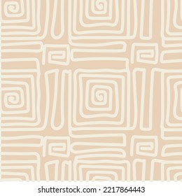 Aesthetic Contemporary printable seamless pattern with abstract line in nude colors. Modern geometric background for textile, fabric, wallpaper, wrapping, gift wrap, paper, scrapbook and packaging