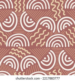 Aesthetic contemporary printable seamless pattern with abstract shapes and line. Modern geometric background for textile, fabric, wallpaper, wrapping, gift wrap, paper, scrapbook and packaging