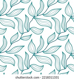 Patrón estético contemporáneo imprimible sin fisuras con ramas y hojas. Fondo floral moderno para textiles, tejidos, papel pintado, envoltura, envoltura de regalo, papel, libro de chatarra y embalaje