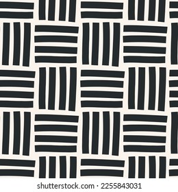 Ästhetisches, zeitgenössisches, nahtloses Muster mit abstrakten minimalen, eleganten Pinselstrichformen und Linie in Aktfarben. Pastellfarbener Hintergrund auf minimalistischem Hintergrund, Vektorgrafik-Wand