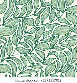 Aesthetic contemporary printable seamless pattern with branches and leaves. Modern floral background for textile, fabric, wallpaper, wrapping, gift wrap, paper, scrapbook and packaging