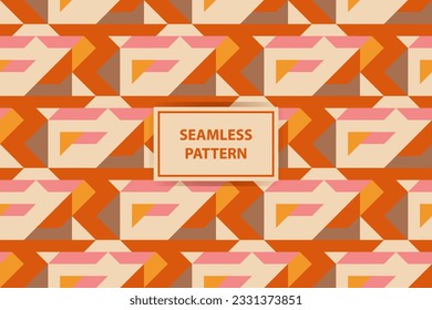 Aesthetic Contemporary printable seamless pattern with abstract Minimal elegant line brush stroke shapes and line in nude colors. Pastel boho background in minimalist mid century style vector