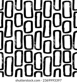 Aesthetic Contemporary printable seamless pattern with abstract line, dot, shape brush stroke in black and white colors. Boho background in minimalist style vector Illustration for wallpaper, fabric