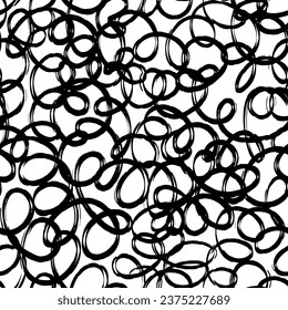 Aesthetic Contemporary printable seamless pattern with abstract line, dot, shape brush stroke in black and white colors. Boho background in minimalist style vector Illustration for wallpaper, fabric
