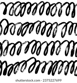 Patrón estético contemporáneo imprimible sin fisuras con línea abstracta, punto, trazo de pincel de forma en colores blanco y negro. Fondo de Boho en estilo minimalista vectorial Ilustración para papel pintado, tela
