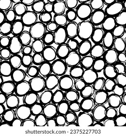 Aesthetic Contemporary printable seamless pattern with abstract line, dot, shape brush stroke in black and white colors. Boho background in minimalist style vector Illustration for wallpaper, fabric