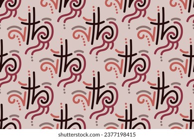 Patrón estético contemporáneo imprimible sin fisuras con formas abstractas de pincel de línea minimalista elegante y línea en colores desnudos. Antecedentes de los boho pastel en el vector de estilo minimalista de mediados de siglo