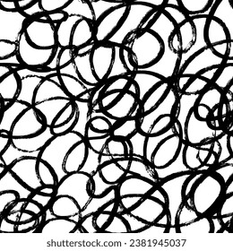Aesthetic Contemporary printable seamless pattern with abstract line, dot, shape brush stroke in black and white colors. Boho background in minimalist style vector Illustration for wallpaper, fabric