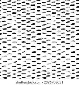 Aesthetic Contemporary printable seamless pattern with abstract line, dot, shape brush stroke in black and white colors. Boho background in minimalist style vector Illustration for wallpaper, fabric