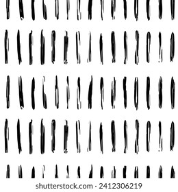 Aesthetic Contemporary printable seamless pattern with abstract line, dot, shape brush stroke in black and white colors. Boho background in minimalist style vector Illustration for wallpaper, fabric