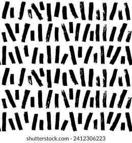 Aesthetic Contemporary printable seamless pattern with abstract line, dot, shape brush stroke in black and white colors. Boho background in minimalist style vector Illustration for wallpaper, fabric