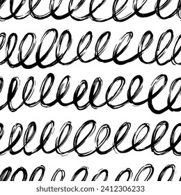 Aesthetic Contemporary printable seamless pattern with abstract line, dot, shape brush stroke in black and white colors. Boho background in minimalist style vector Illustration for wallpaper, fabric