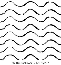 Patrón estético contemporáneo imprimible sin fisuras con línea abstracta, punto, trazo de pincel de forma en colores blanco y negro. Fondo de Boho en estilo minimalista vectorial Ilustración para papel pintado, tela