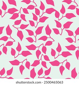 Ästhetisches, zeitgenössisches, druckbares, nahtloses Muster mit Zweigen und Blättern auf dunklem Hintergrund. Moderner Blumendruck für Textil, Stoff, Tapete, Verpackung, Geschenkverpackung, Papier, Scrapbook und Verpackung