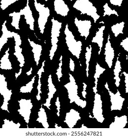 Aesthetic Contemporary printable seamless pattern with abstract line, dot, shape brush stroke in black and white colors. Boho background in minimalist style vector Illustration for wallpaper, fabric