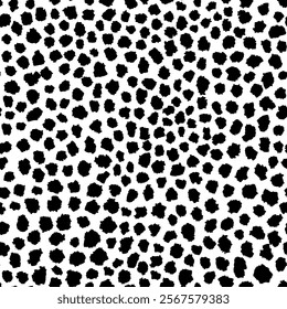 Aesthetic Contemporary printable seamless pattern with abstract line, dot, shape brush stroke in black and white colors. Boho background in minimalist style vector Illustration for wallpaper, fabric