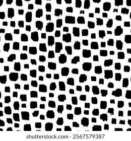 Aesthetic Contemporary printable seamless pattern with abstract line, dot, shape brush stroke in black and white colors. Boho background in minimalist style vector Illustration for wallpaper, fabric